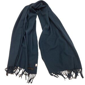 NWT Italian Wool Wrap Turquoise Green Long Scarf Tassels